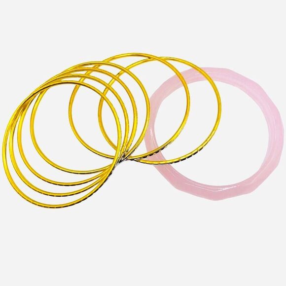 Women’s Avon Set of 7 Faceted Bangle Set - Picture 2 of 9